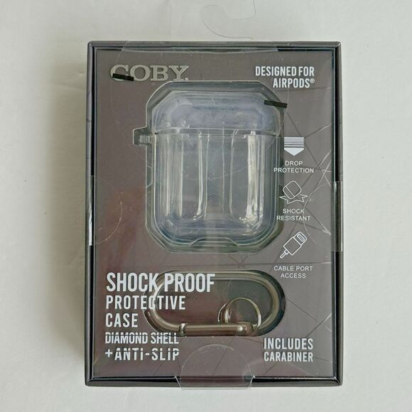 Coby Shockproof Protective Case For AirPods NEW Clear With Carabiner - Picture 1 of 4